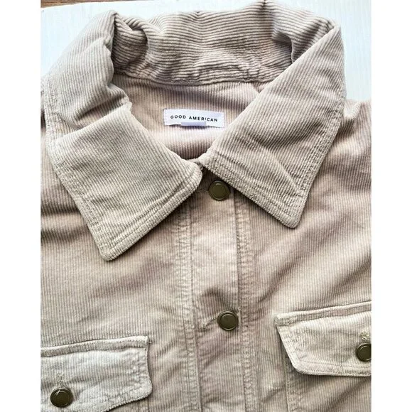 GOOD AMERICAN Corduroy Shacket In Bone Size 3/4 L/XL - Picture 4 of 10